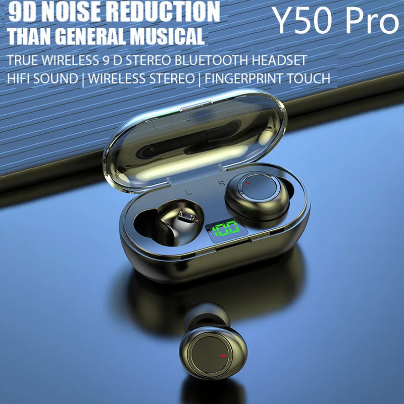 

New Y50 Pro TWS Wireless Bluetooth Headphone In-ear stereo Earphone sport noise-cancelling earbuds LED display Earbuds PK Y30 V8