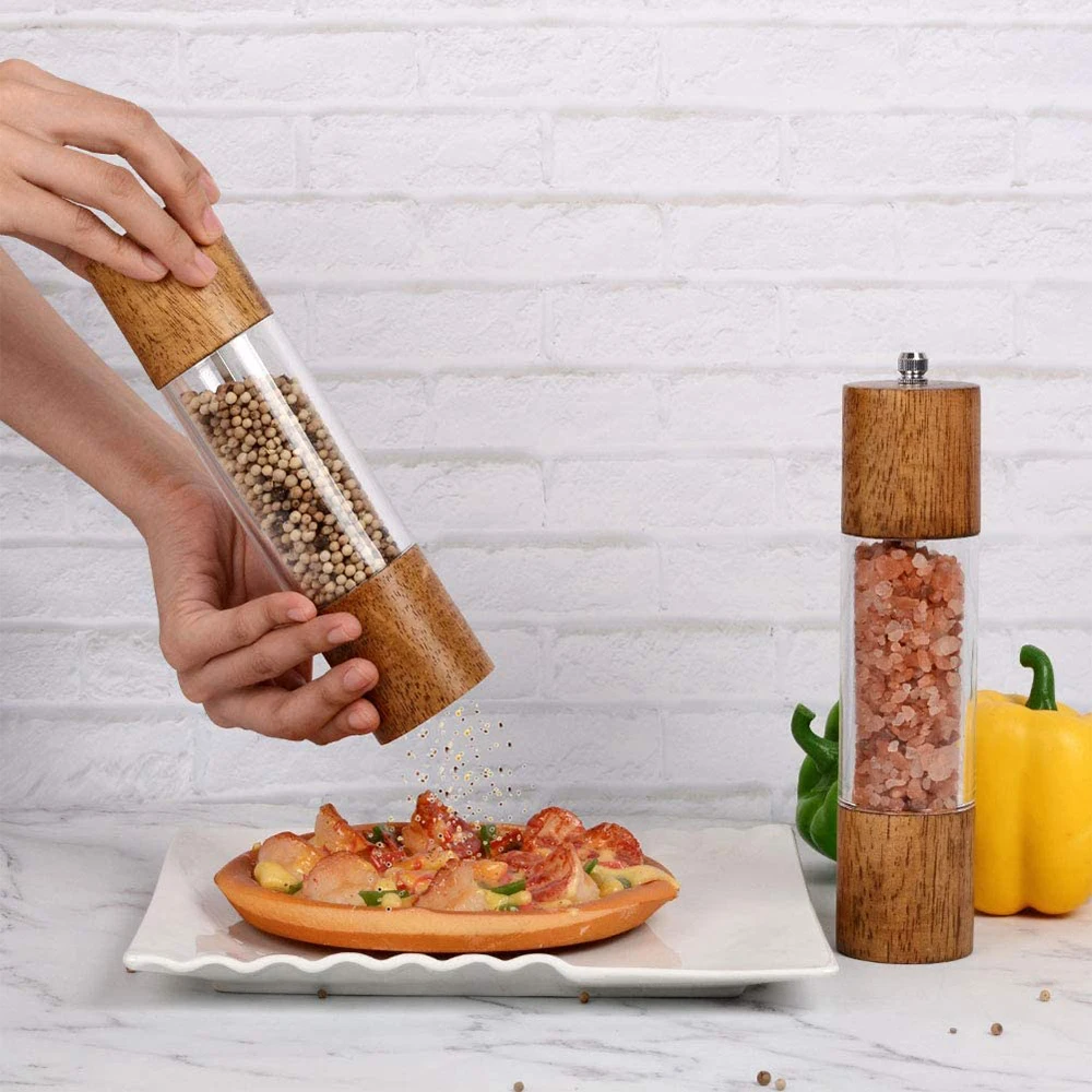 manual salt pepper mill grinder wood seasoning cooking tools cookware spice milling gadget kitchen accessories free global shipping