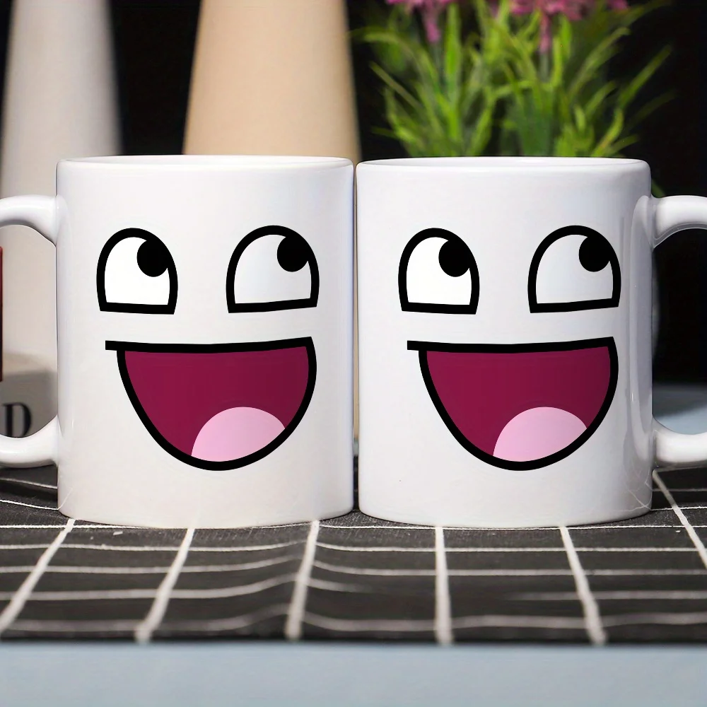 Фото Керамическая кружка Happy Face — забавный и веселый дизайн, идеальный подарок для любителей кофе и чая, уникальный подарок на новинку №2