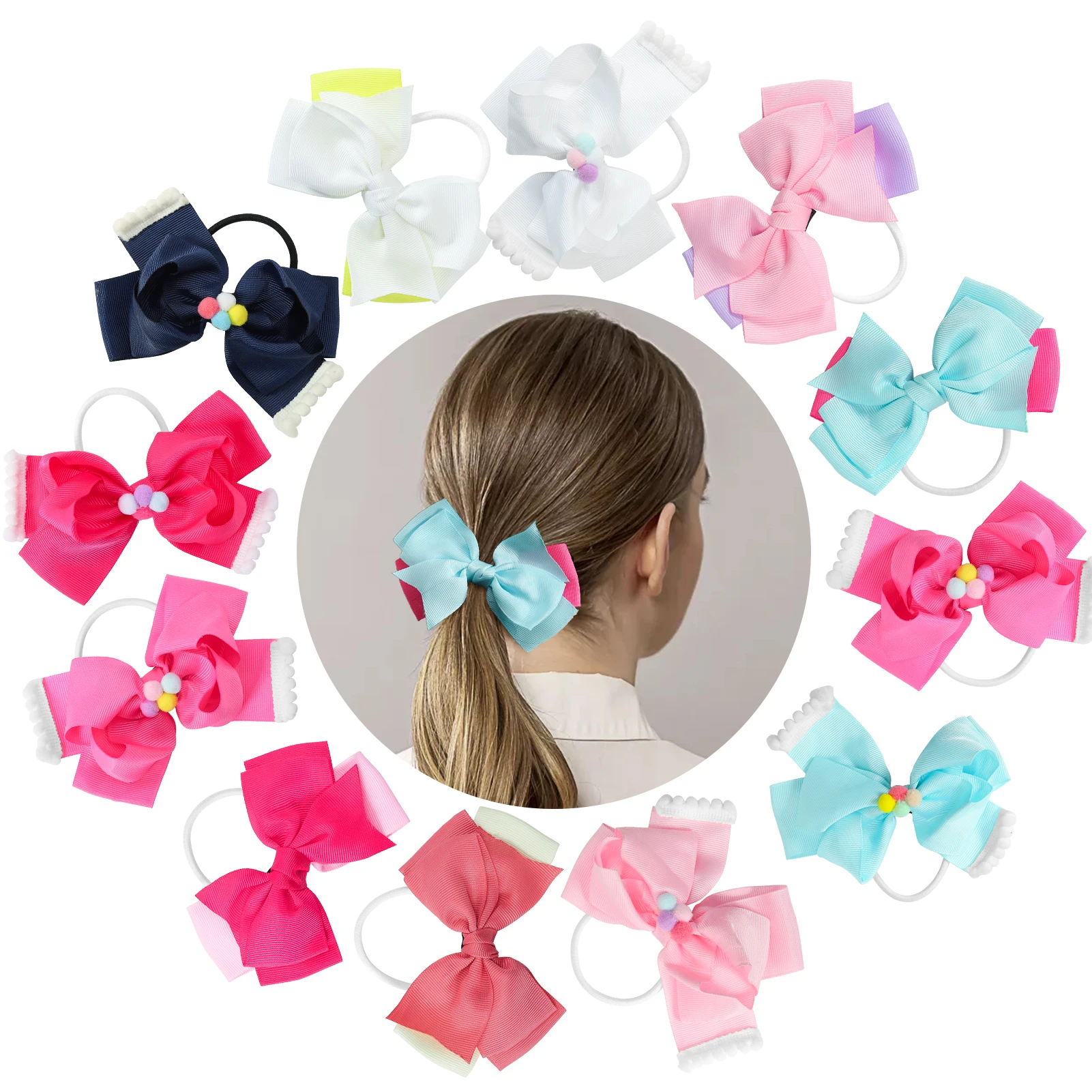 

Casual Cute Hairball Bowknot Pearl Hairpins for Kids Girls Ribbon Hair Clip Barrettes Party Gift Headwear Sweet Hair Accessories