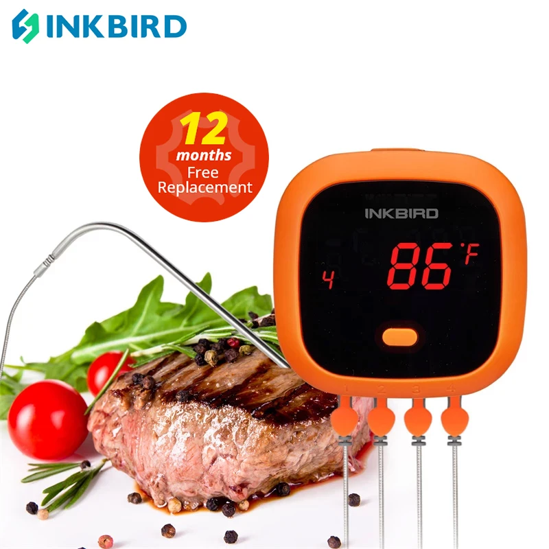 INKBIRD Waterproof IBT-4XC Wireless BBQ Digital Thermometer USB Rechargable Battery With Probe&Timer For Oven Meat Grill Smoker