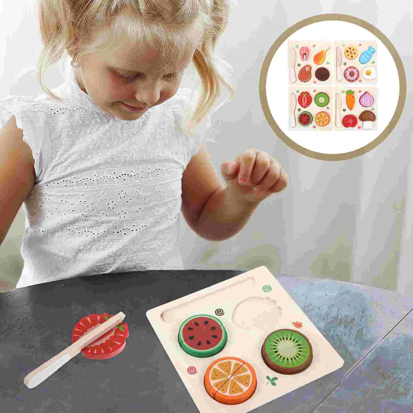 

4 Set Toddler Food Toys Kids Cognitive Model Cutting Fruit Toddlers Fruits Vegetable Pretend Girl Wood Simulated Vegetables