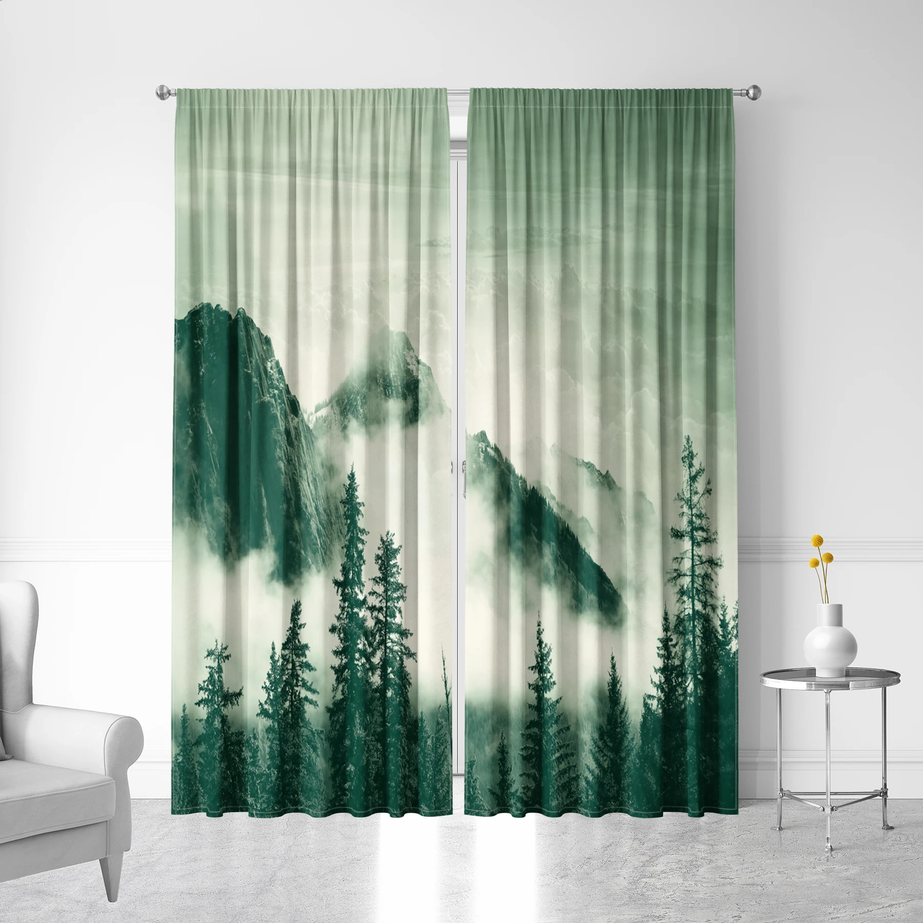 Шторы для украшения дома шторы Qingluan Mountain Peak с сумкой-шторкой кухни кофейни