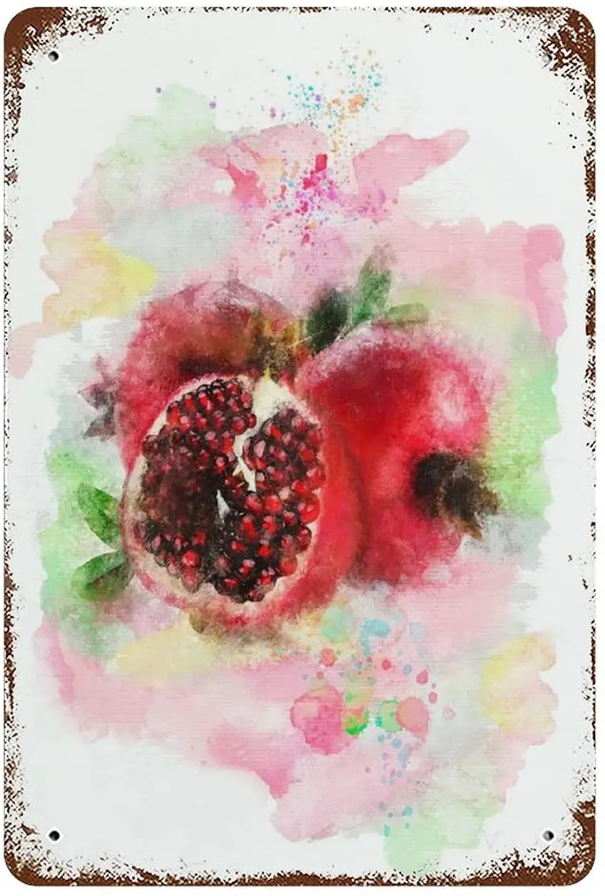 Жестяная вывеска граната акварельная печать экзотические фрукты домашнее