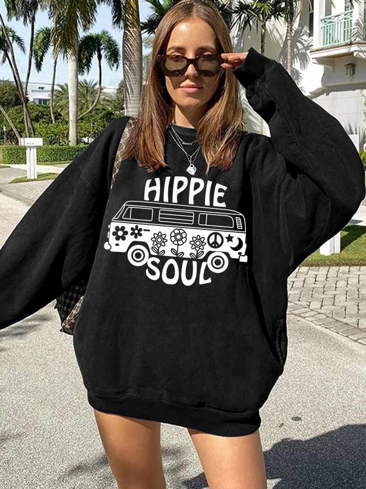 Женский свитшот с принтом в стиле хиппи Осень-зима