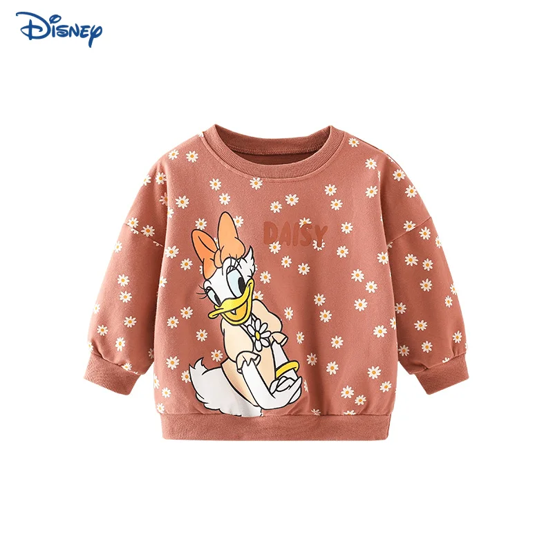 

Disney Daisy Baby Girl Cotton Floral Print Hoodie Spring Autumn Child Pullover Long Sleeve Cartoon Top Baby Clothes 18M-10Y