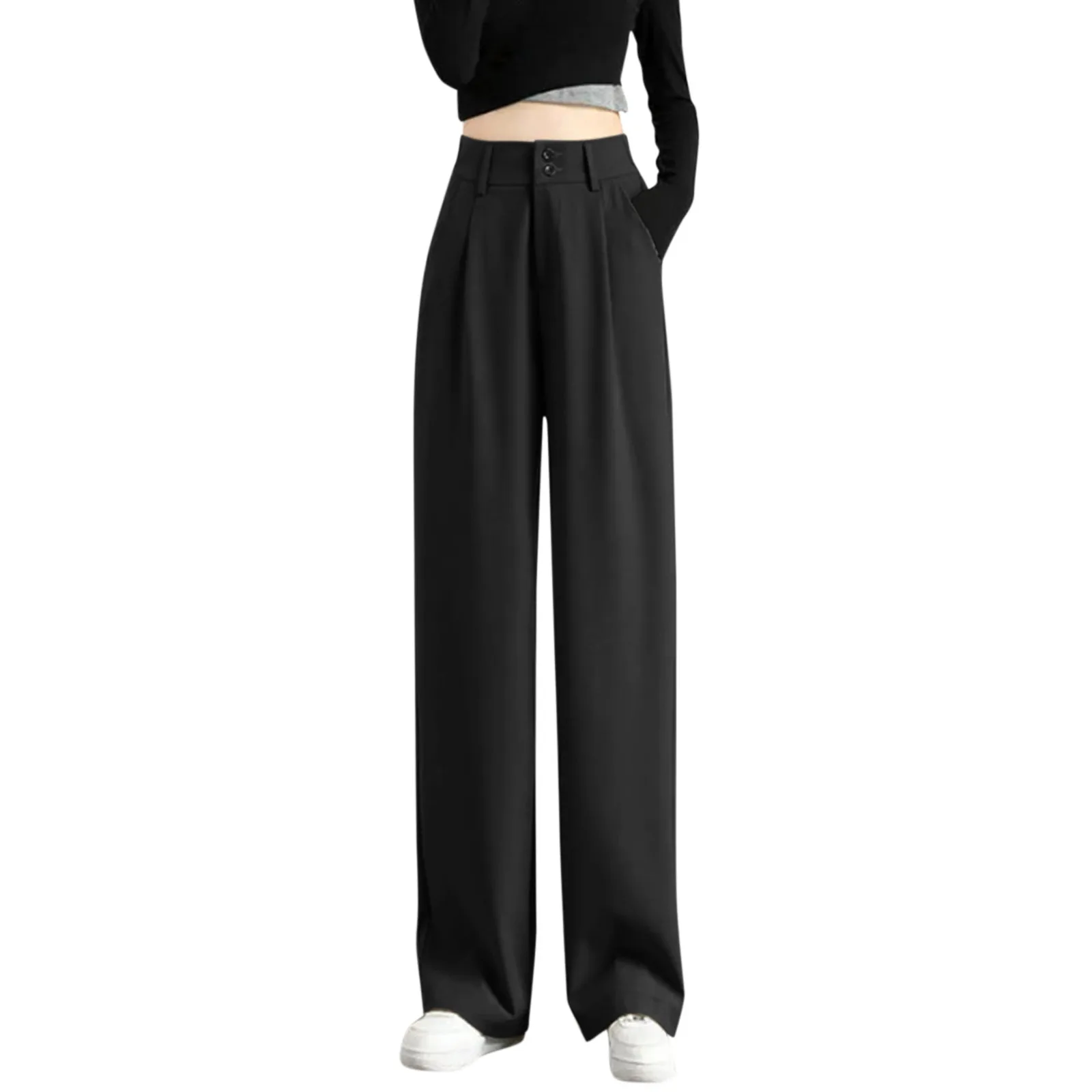 Women's Wide Leg Pants Office Lady Elegance Business Work Trousers High Waist Loose Casual Straight Trousers 2023 Summer Pants