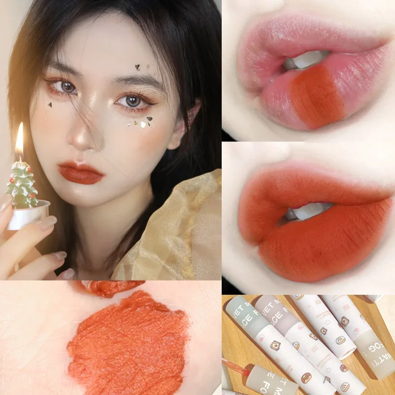 

Lip Glaze Velvet Matte Waterproof Lip Gloss Long Lasting Nude Lipstick Women Red Beauty Cosmetic Brown Lip Gloss Lip Rouge