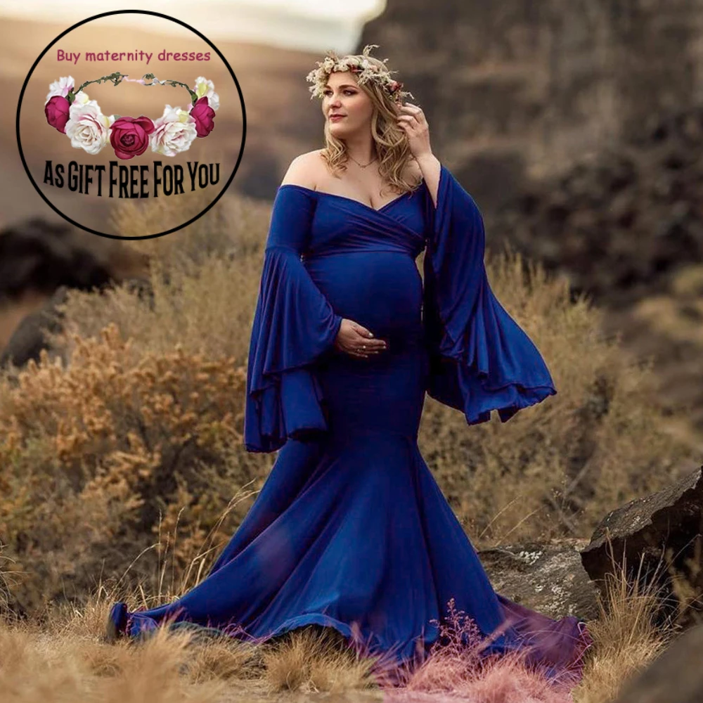 New Maternity Photography Props Pregnancy Clothes Photography Long Dresses For Photo Shoot Pregnant Dress Maxi Gown