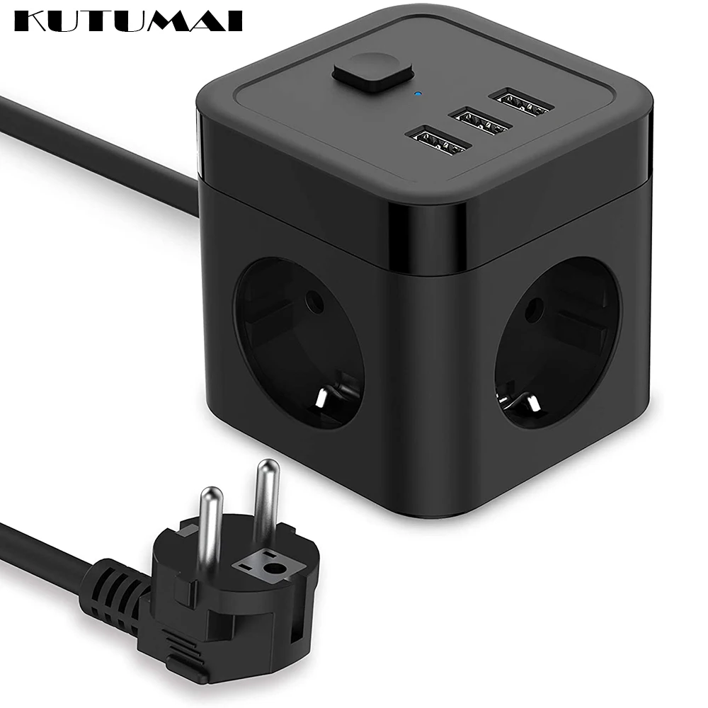 

Power Strip 3EU Plug+3USB+Type-C Extension Socket Power Cube Outlets Terminal Wall Adapter 250V Multi Outlet Terminal Charger