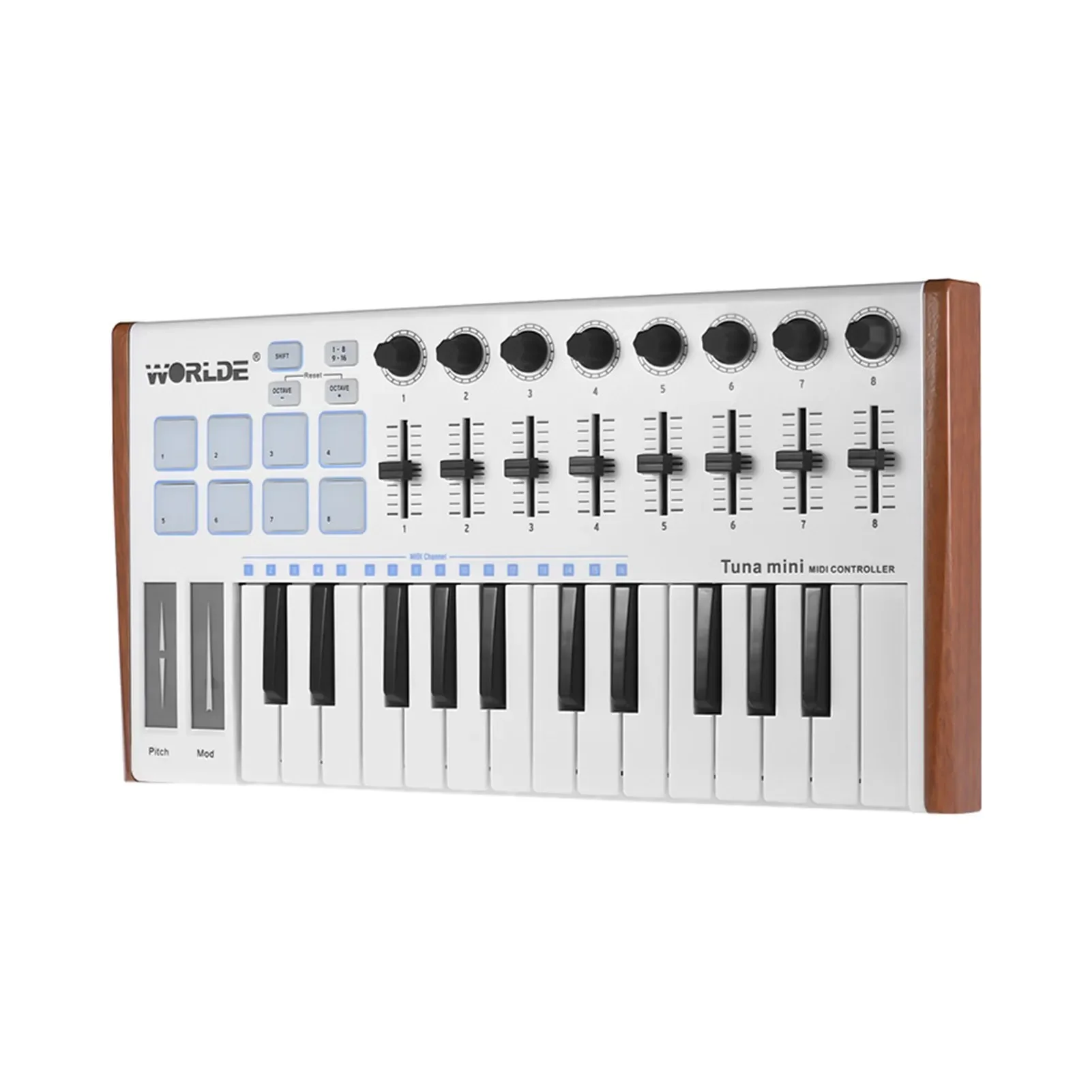Ультрапортативный 25-клавишный USB-контроллер MIDI-клавиатуры TUNA MINI