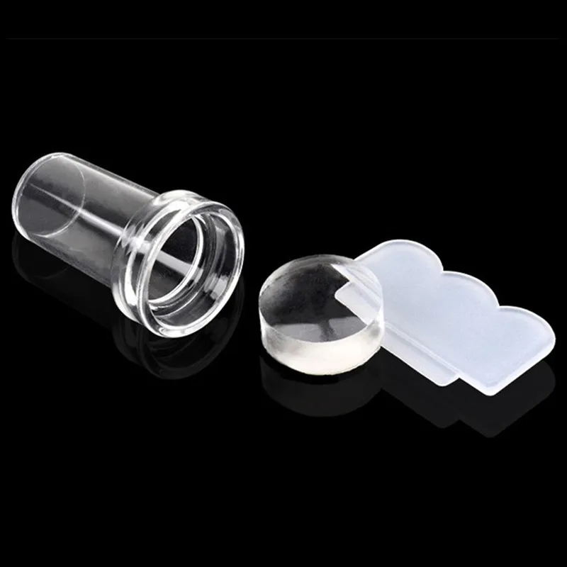 Набор для создания рисунков на ногтях силиконовых штампов "Jelly Silicone Seal" с прозрачным скребком и без колпачка, 2,4 см