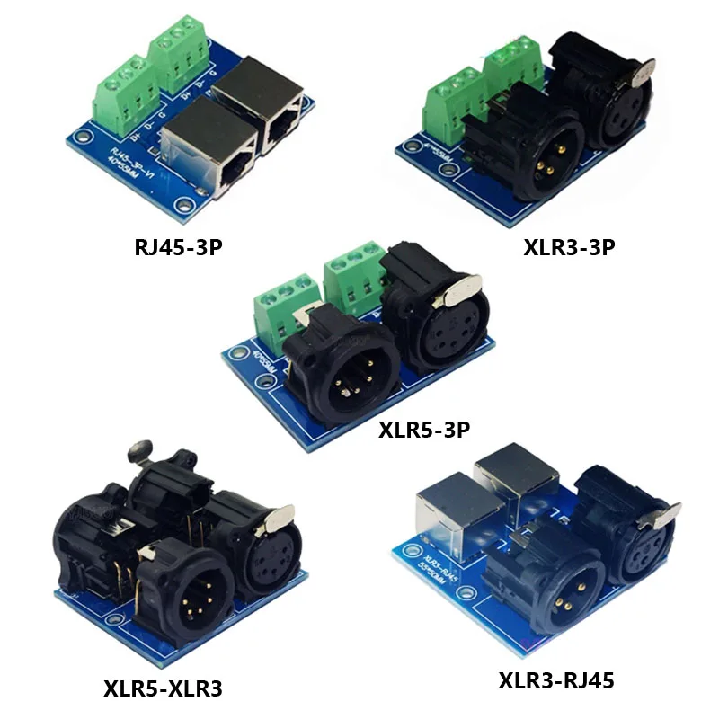 

5 core XLR to 3 core LED terminal adapter XLR3-3P,RJ45-3P,XLR5-3P,ADDR2 For DMX Decoder Accessories CH Relay Switch Controller