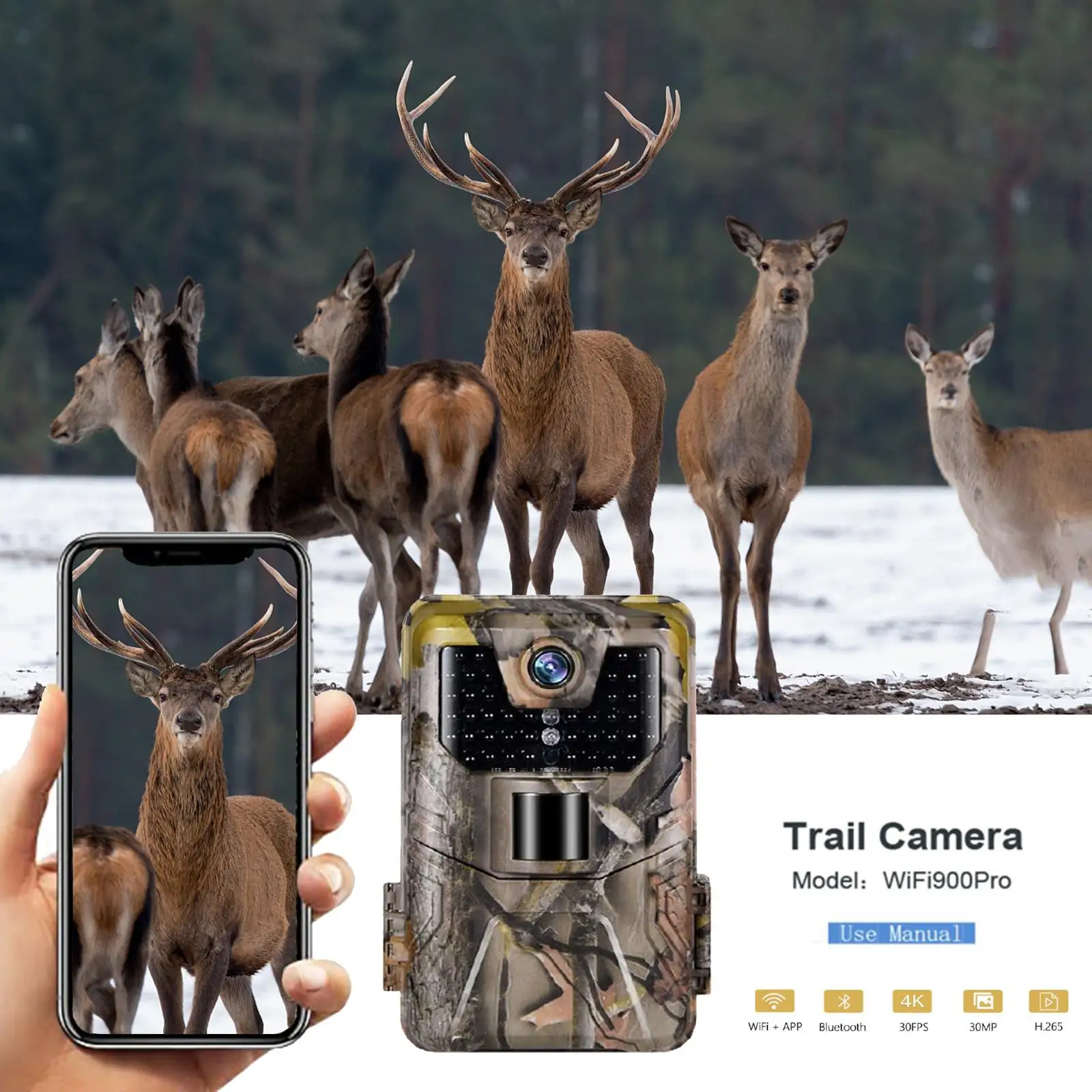 

Wi-Fi-камера для фотоловушки, игровая камера для охоты с ночным видео