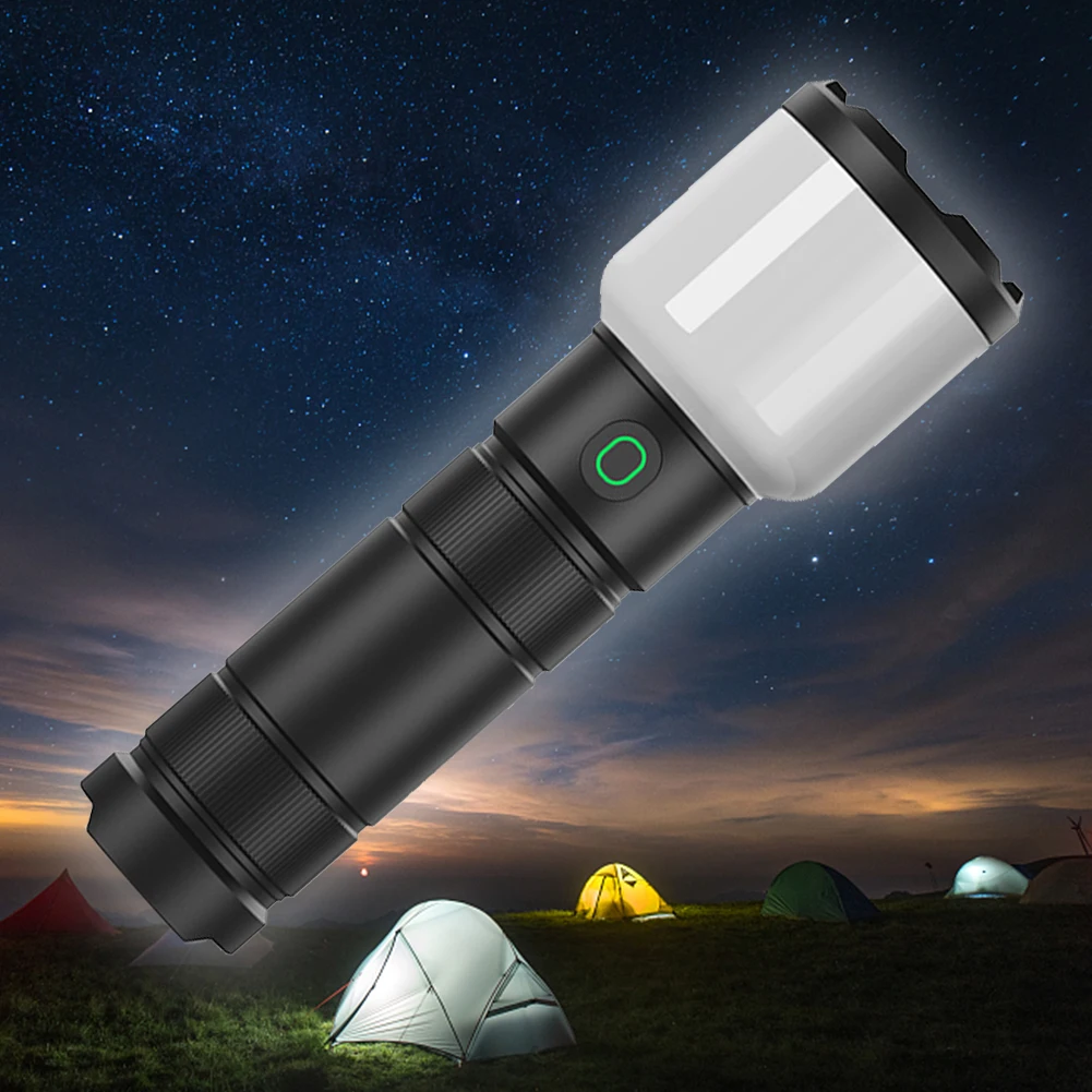 

LED Handheld Lamp Type-C USB Rechargeable 1000LM Powerful Flashlights 5000mAh Battery for Travel Emergency Caving
