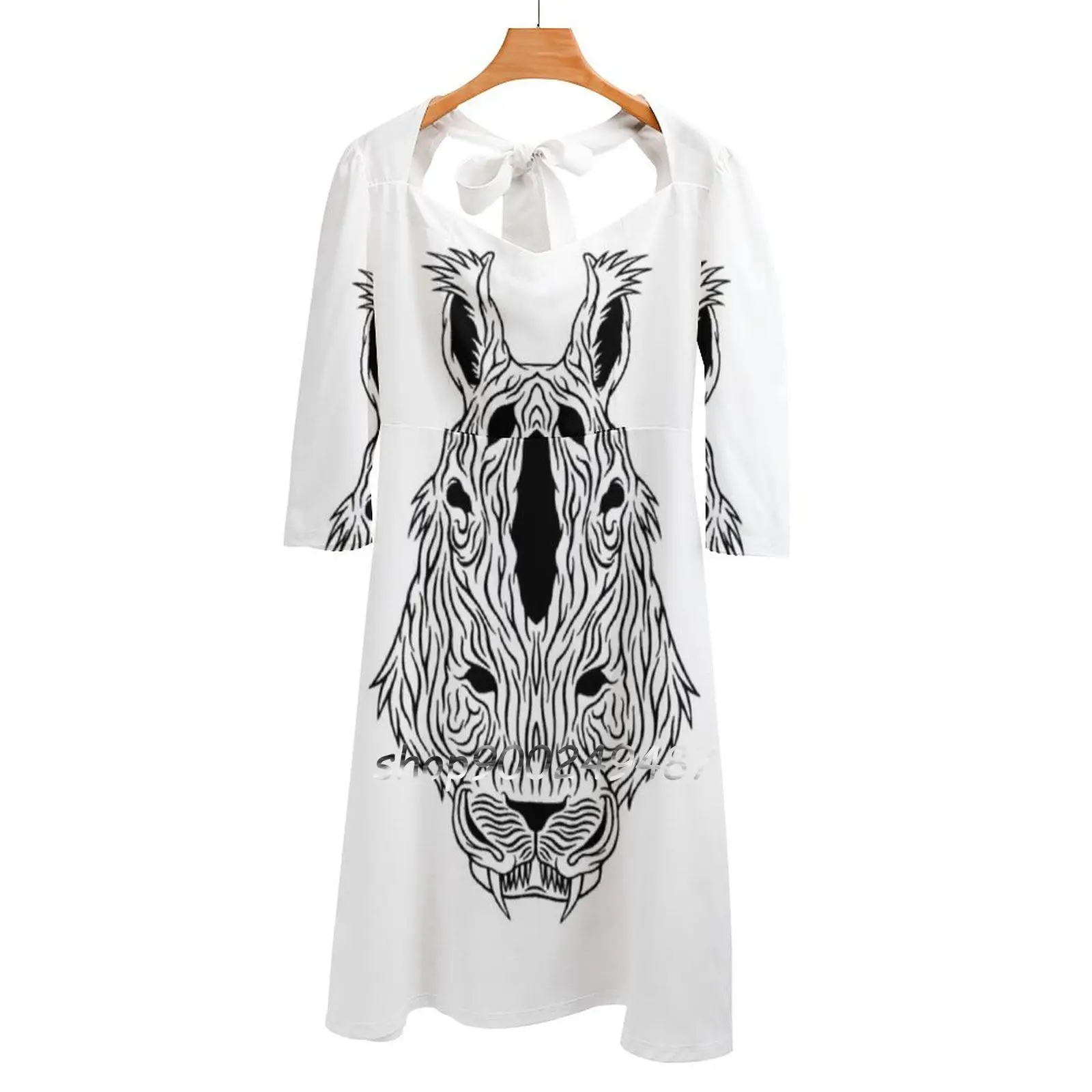 

Платье женское летнее с квадратным вырезом и лямкой на шее