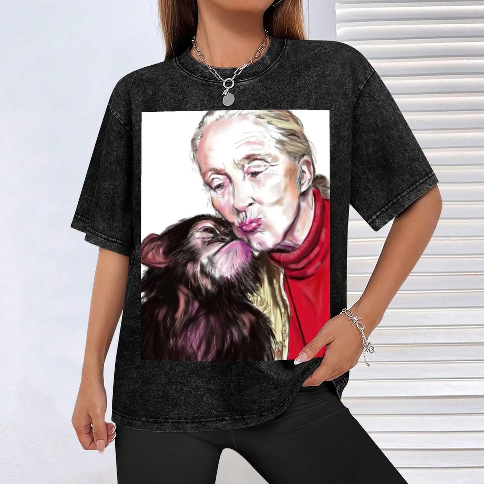 Мужская футболка Jane Goodall Chimp Kissies хлопок