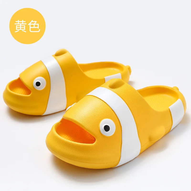 New Style Summer Fish Slippers Mens Fashion Slippers Solid Color Casual Home Shoes Eva Non-slip Shoes Womens Beach Fish Slides