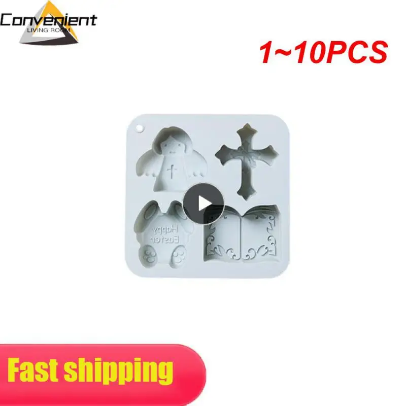 

1~10PCS Easter Silicone Mold 4 Holes Cross Angel Bible Bunny Pattern Holiday Cake Decoration Tool Baking Mold Resin Clay DIY