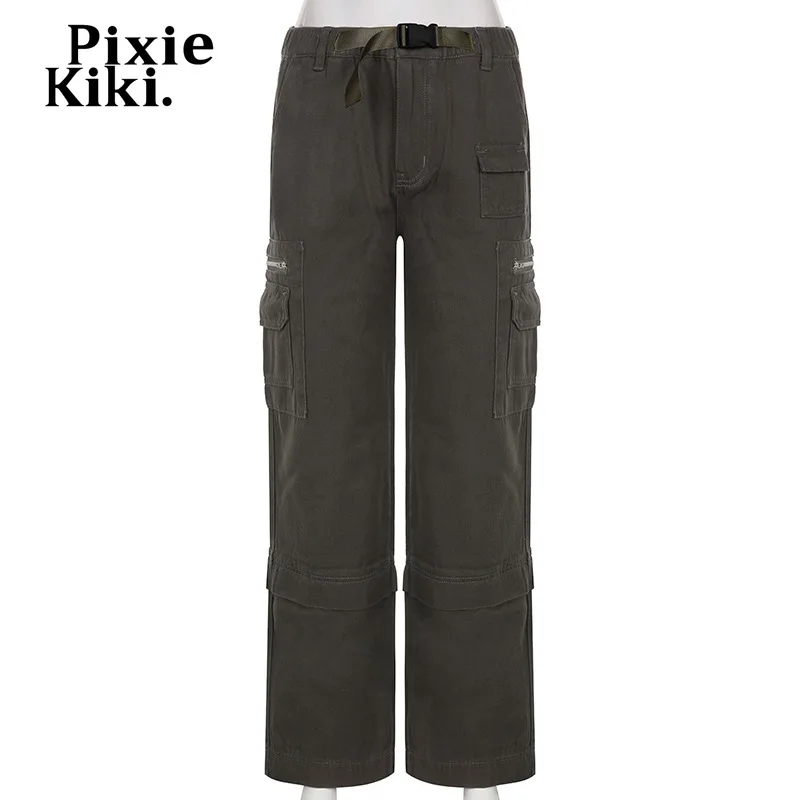 PixieKiki винтажные гранж мешковатые джинсы женские брюки карго Y2k уличная одежда