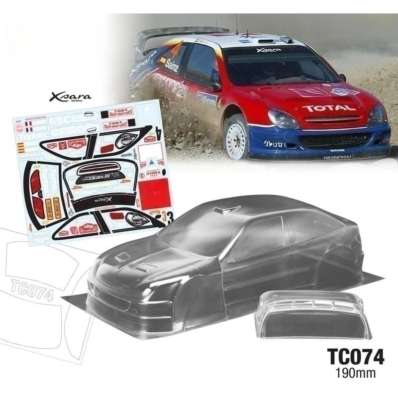 

TeamC Bodies 1/10 Xsara WRC Rally Bodywork 190mm Clear Lexan Car Body Shell W/Rear Wing for Rc Drift Car 258mm Wheelbase