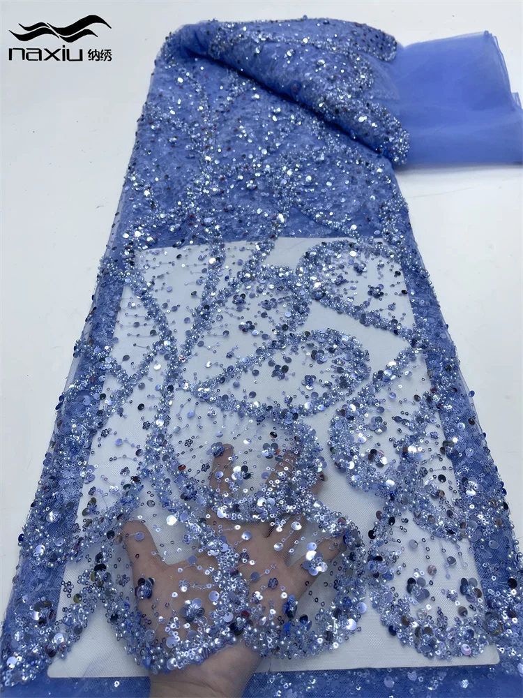 Африканская кружевная ткань Madison французская сетчатая с блестками 2024