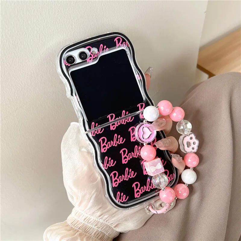Мультяшный B-Barbies чехол для телефона с ремешком Samsung Galaxy Z Flip 3 4 5 5G PC жесткий