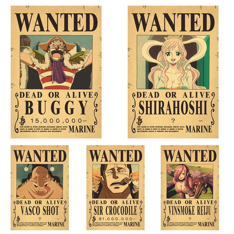 Аниме One Piece Luffy 3 Billion Bounty want Posters четыре императора постеры винтажные настенные