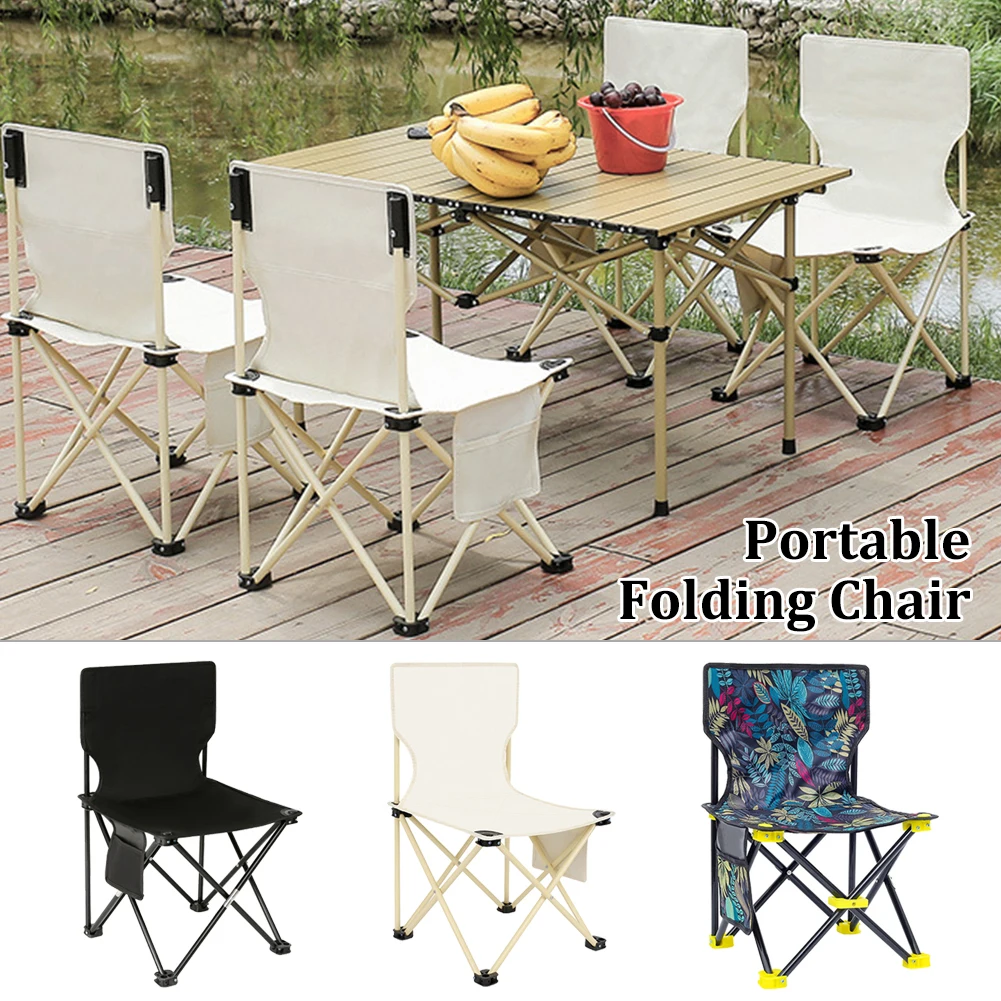 

Portable Outdoor Folding Chair Durable Camping Leisure Chairs with Side Pocket Folding Chairs for Picnic Fishing BBQ Painting
