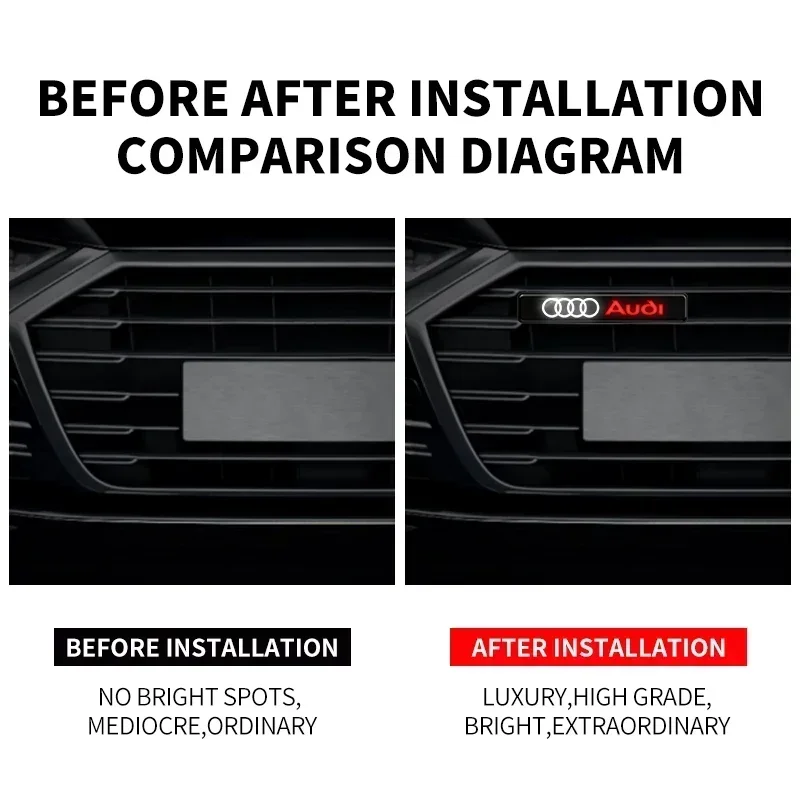 Наклейка на переднюю решетку эмблема автомобиля светодиодная подсветка для Audi