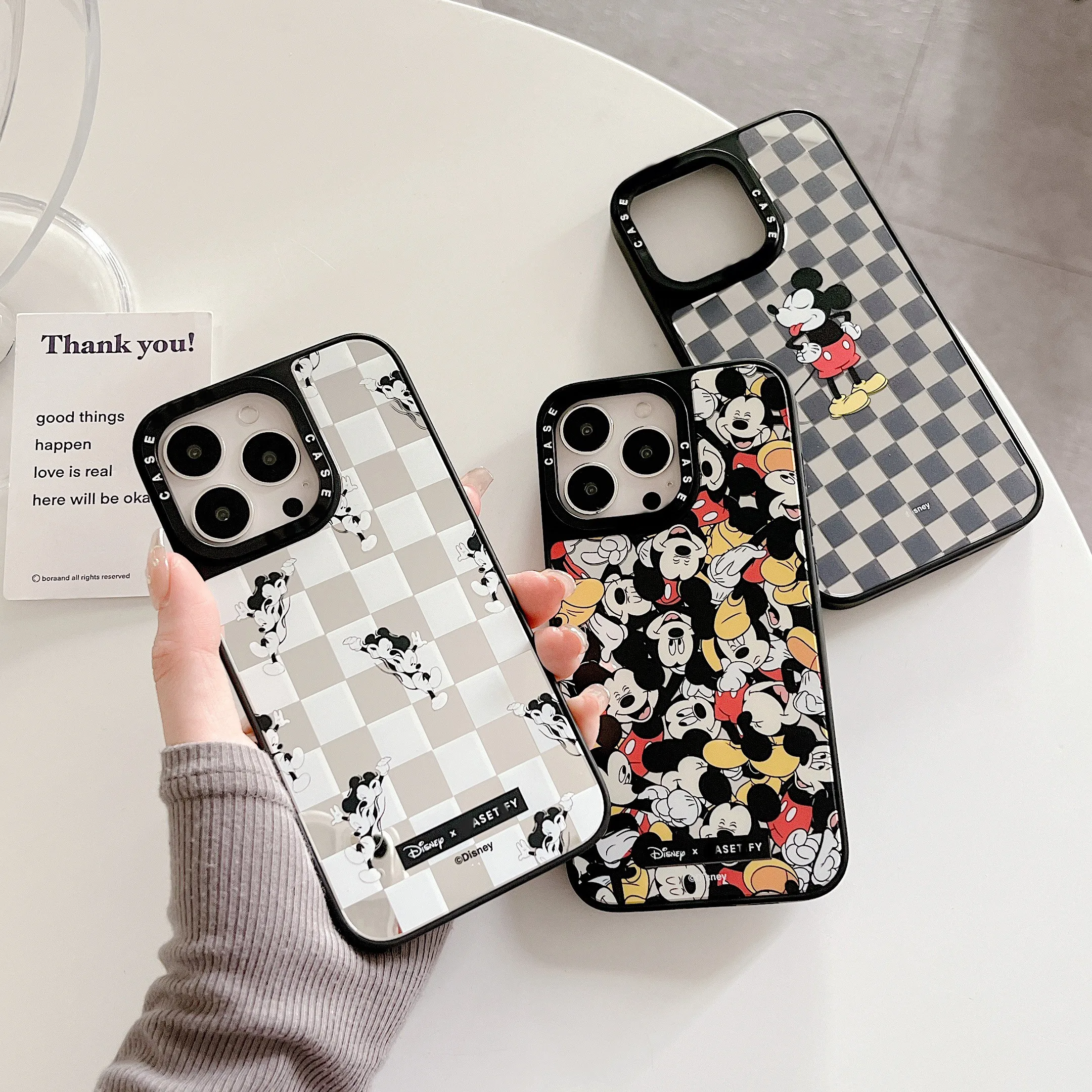 

Fashion Mirror Disney Mickey Phone Cases For iPhone 13 12 11 Pro Max Mini XR XS MAX 8 X 7 SE 2020 Men And Women Anti-drop Cover