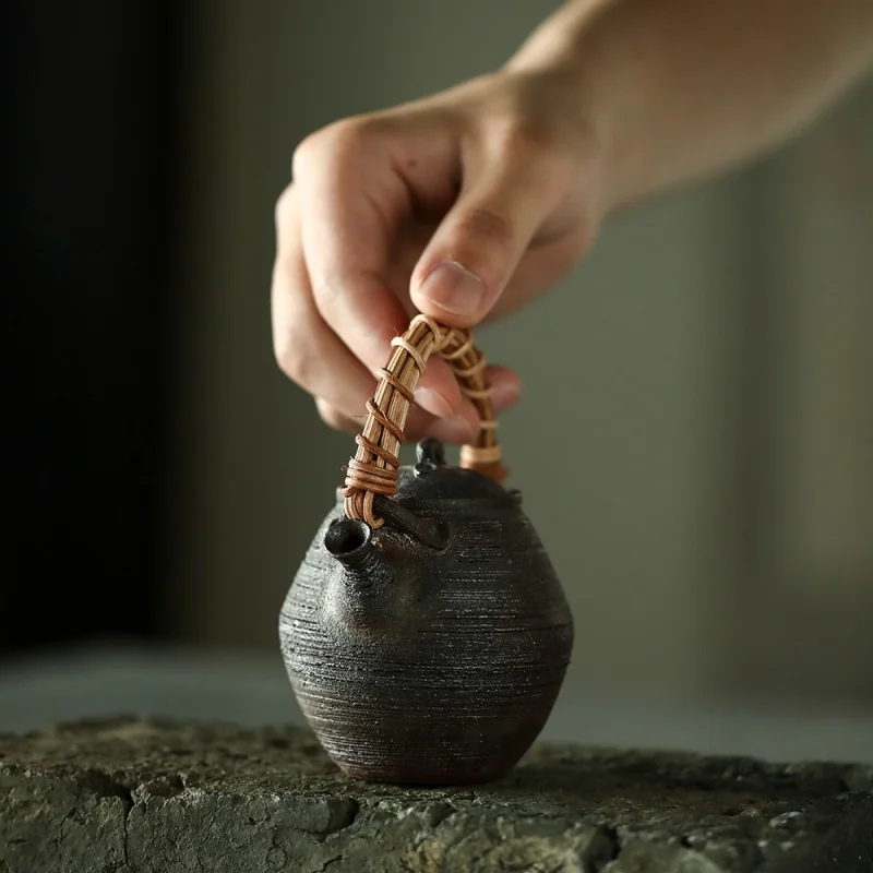 ★Ручная работа горшок для скальных шахт старая грязи чайник ремонта нежный