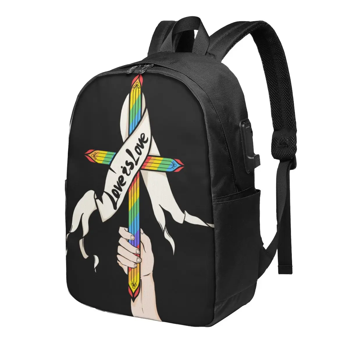 

Рюкзак для ноутбука, школьные рюкзаки, мужская деловая дорожная сумка с USB-зарядкой, ручка, которая держит крест