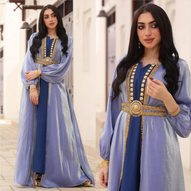 Summer Muslim Women Wedding Party Luxury Abayas Women Long Sleeve Dress Muslim 3 Pieces Set Muslim Clothing