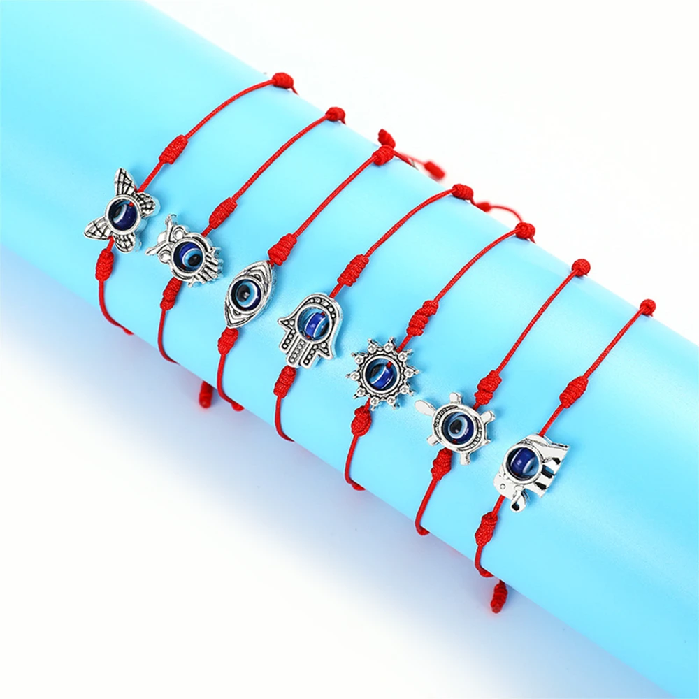 

Turkish Blue Evil Eye Bracelets For Women Men Adjustable Braided Red Rope Lucky Bracelet Friendship Couple Jewelry Gift Pulseras