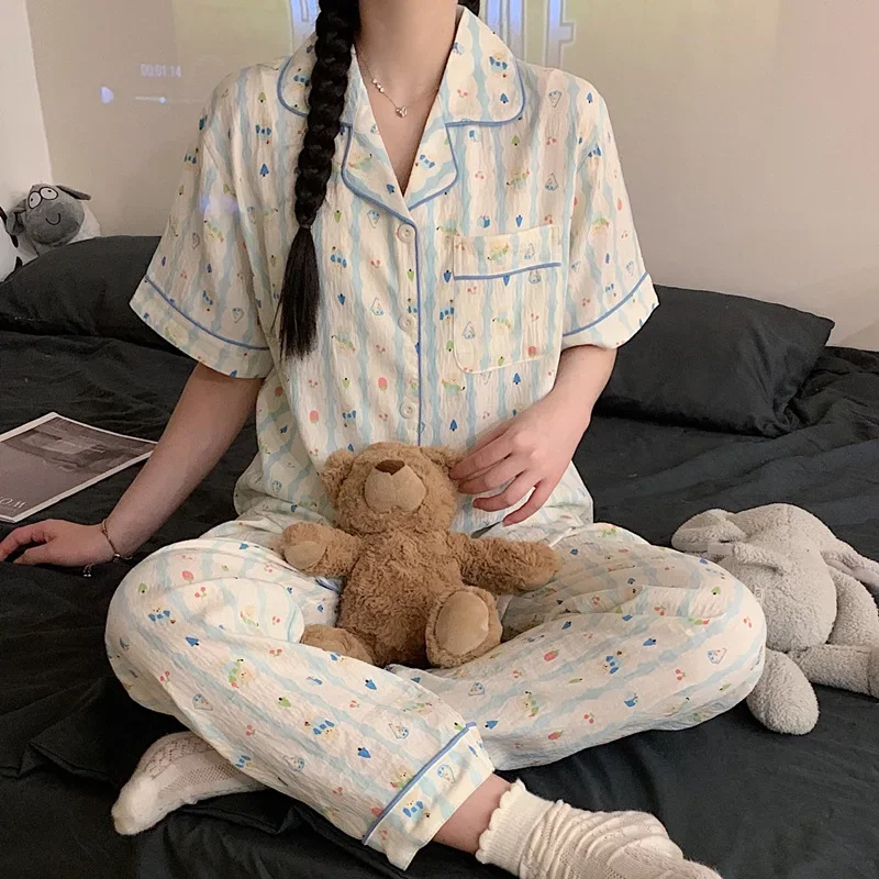 Комплект пижамный женский атласный из 2 предметов хлопковые брюки с коротким