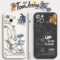 trend fashion funny cat and mouse phone case for iphone 13 11 pro max 12 mini x xr xs se 2020 soft liquid silicone funda cover