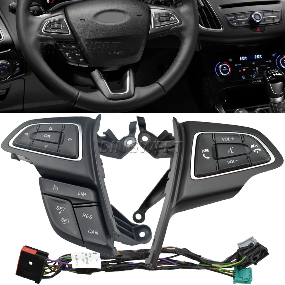 

Для Ford Focus Mk3 2015 2016 2017 Kuga 2017 переключатели круиз-контроля Многофункциональная кнопка рулевого колеса Bluetooth аудио кнопка