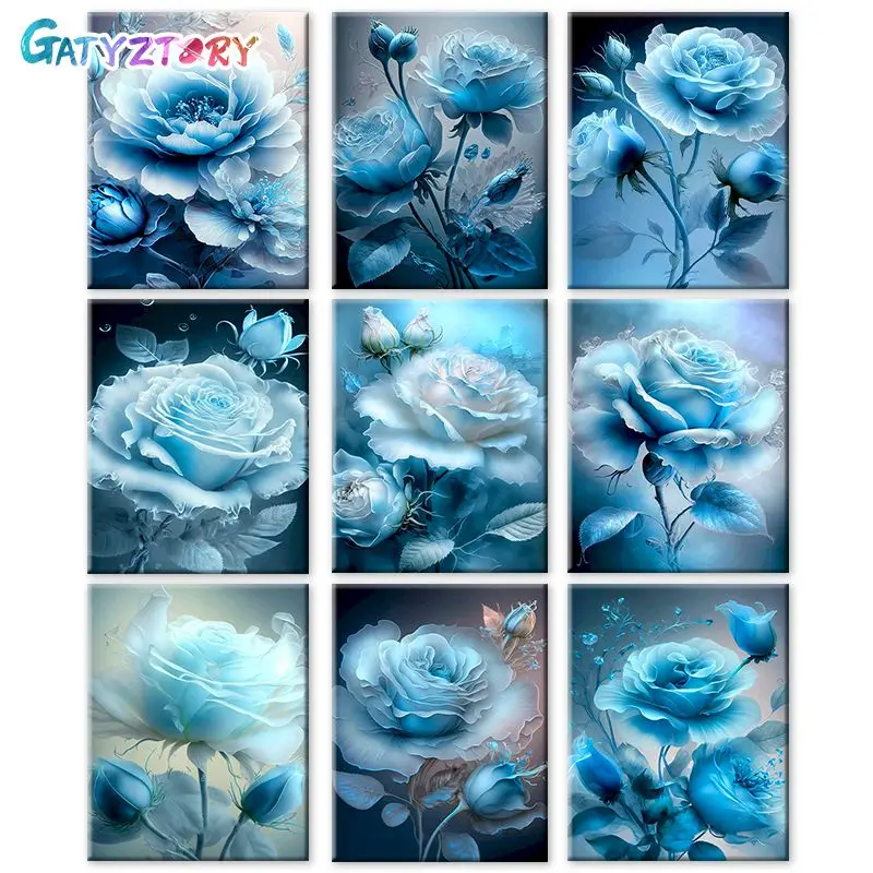 

GATYZTORY Picture By Number Rose Flower DIY Frame Coloring By Number Paint On Canvas Home Decoration 40x50cm