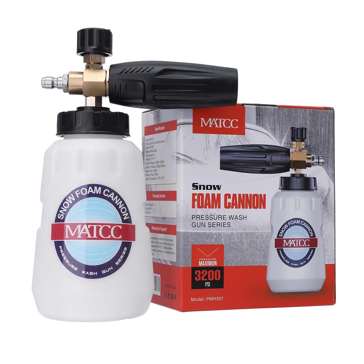 

MATCC 220Bar High Pressure Soap Foamer Snow Foam Lance Foam Cannon Foam Gun 1/4" Car Washer 1L Bottle High Pressure Washer Foam