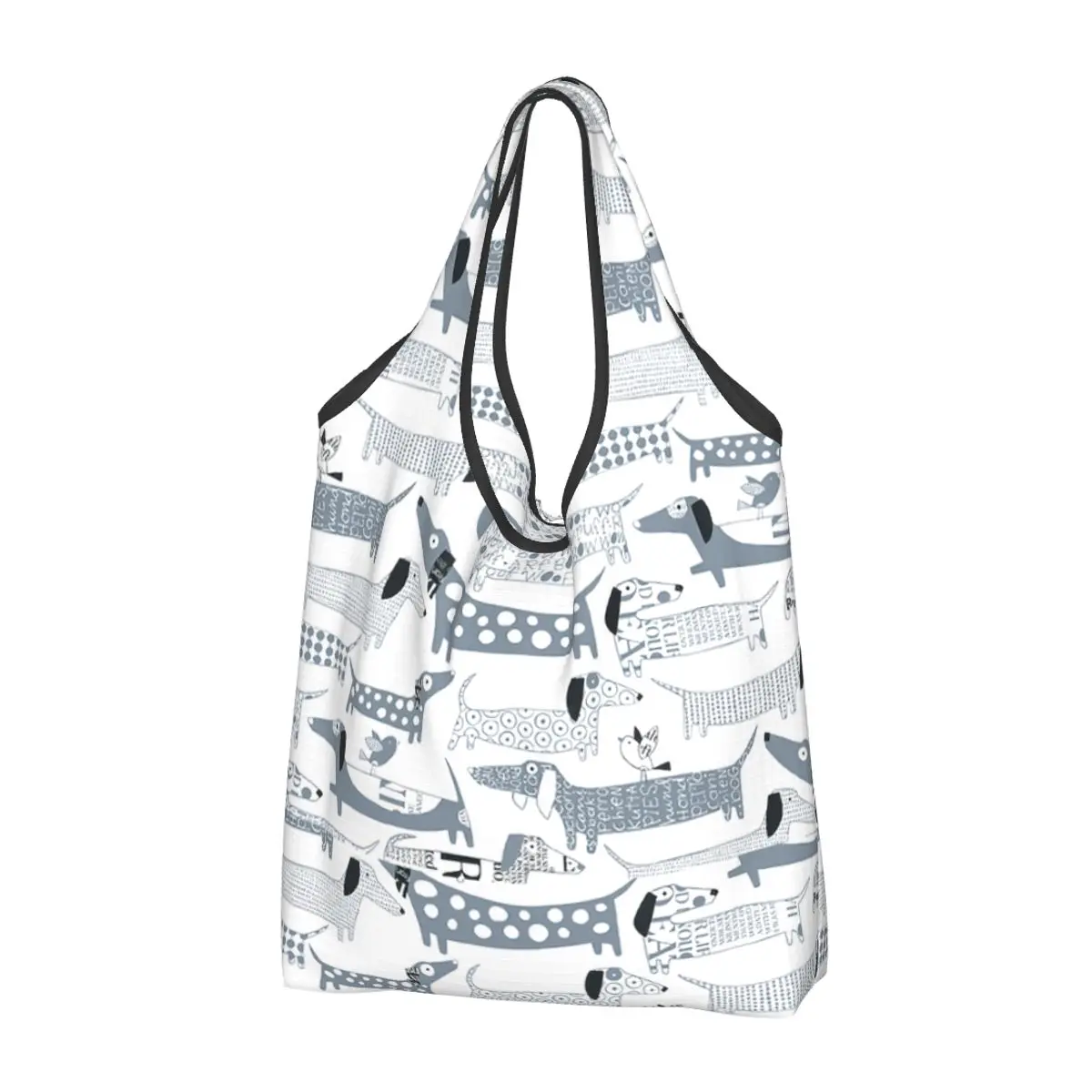 

Reusable Dachshund Dog Grocery Bags Foldable Machine Washable Animal Cartoon Shopping Bag Large Eco Storage Bag Lightweight