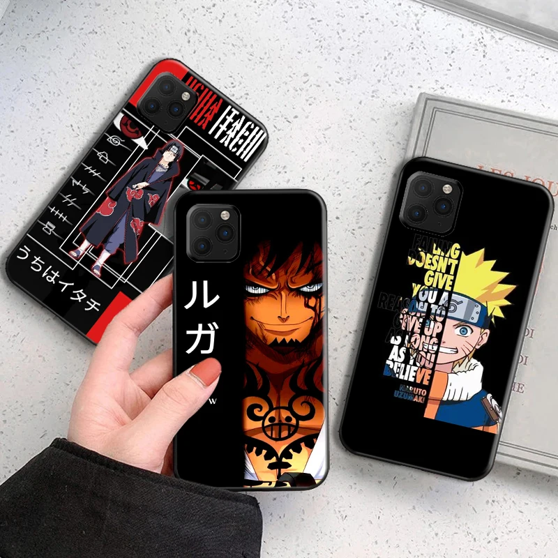 

NARUTO Anime Phone Case For Funda iPhone 13 11 Pro Max 12 Mini X XR XS Max SE 2020 Carcasa Celular Back Silicone Cover Black