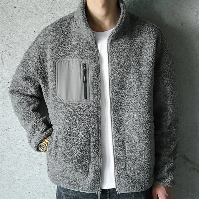 Lamb Wool Coat Men's Cotton Coat Cashmere Thickened Cotton Coat in Autumn And Winter Lamb Wool Cotton Coat Fashion men jacket
