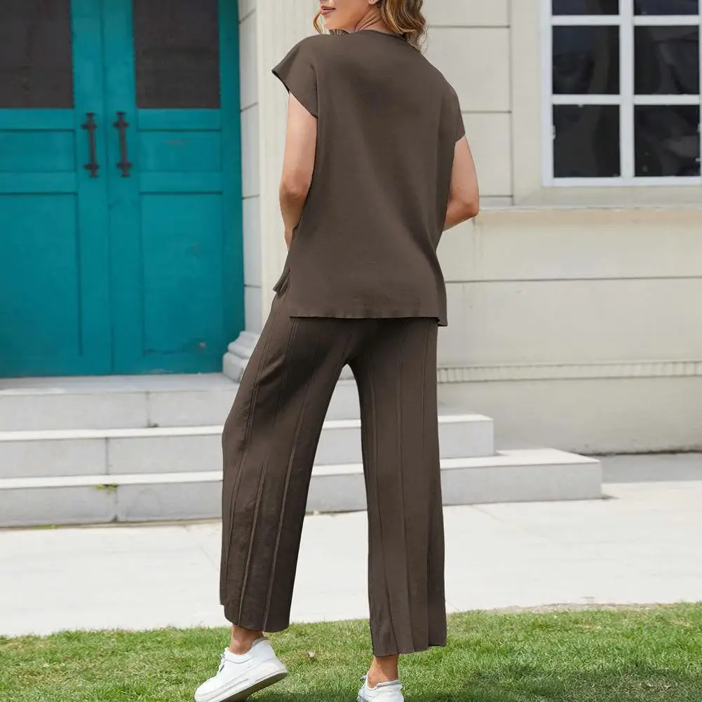 

Women Tracksuit Regular Fit Stylish Women's Summer Set Sleeveless Top Wide Leg Pants Elastic Waist Breathable Chic Fashion