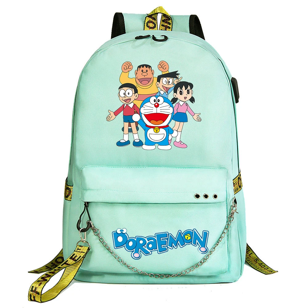 Cartoon Doraemon zaino studenti borsa da scuola donna uomo zaino per Laptop da viaggio causale con ricarica USB adolescente