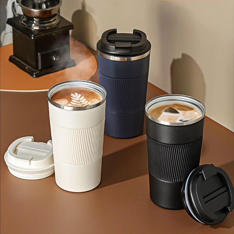 

380ml/510ml Leak-Proof Non-Slip Car Vacuum Flask Travel Thermal Cup Coffee Thermos Mug Double-wall Stainless Steel Water Bottle