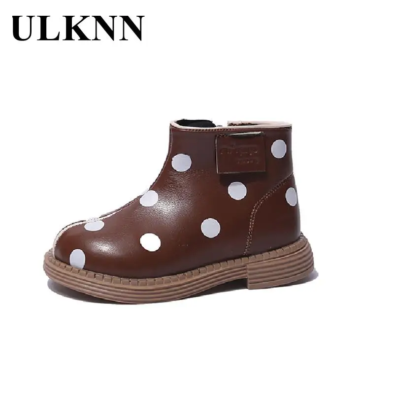 

Baby non-slip Boots Brown Flats Children Black Ankle Boats Kid's Size 21-34 Girl Autumn Contracted Stage Leather Single Shoes