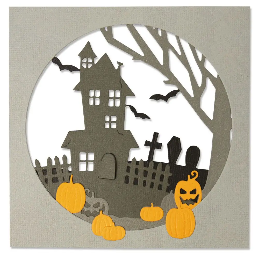 

House Pumpkin Bat Metal Cutting Die Scrapbook Diary Decoration Stencil Embossing Template Diy Greeting 2023 New Arrival