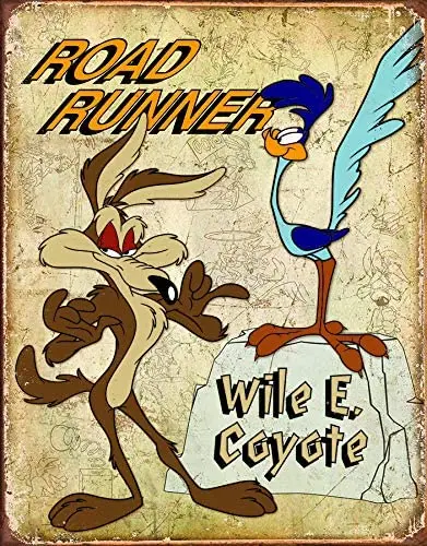 

Desperate Enterprises Road Runner & Wile E Coyote Tin Sign wall decor