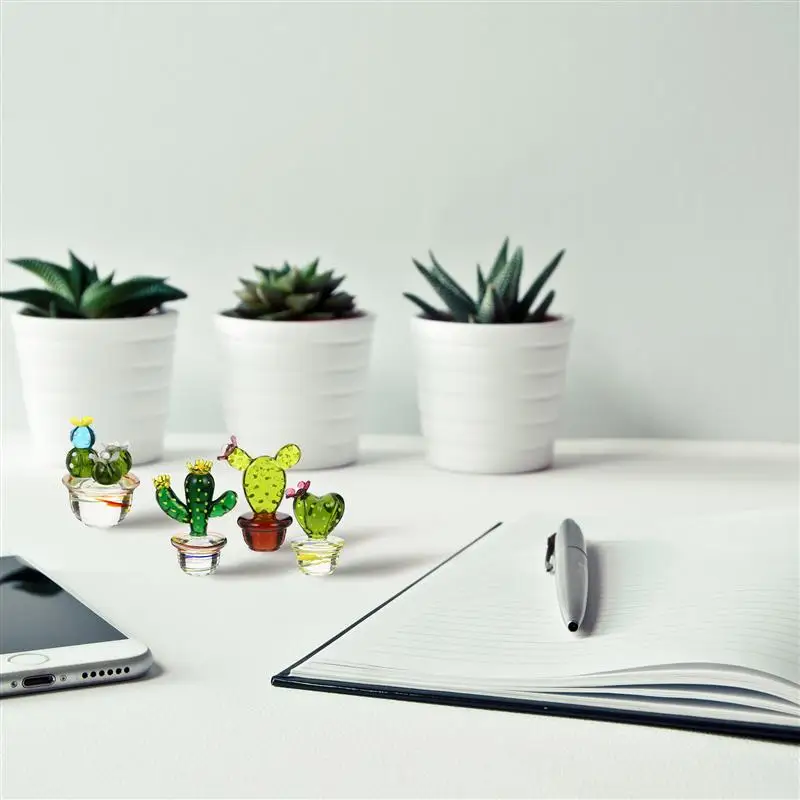 

4 шт. домашние шикарные стеклянные украшения в виде кактуса